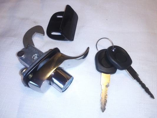 Chrome trunk lock with longer hook and latch plat