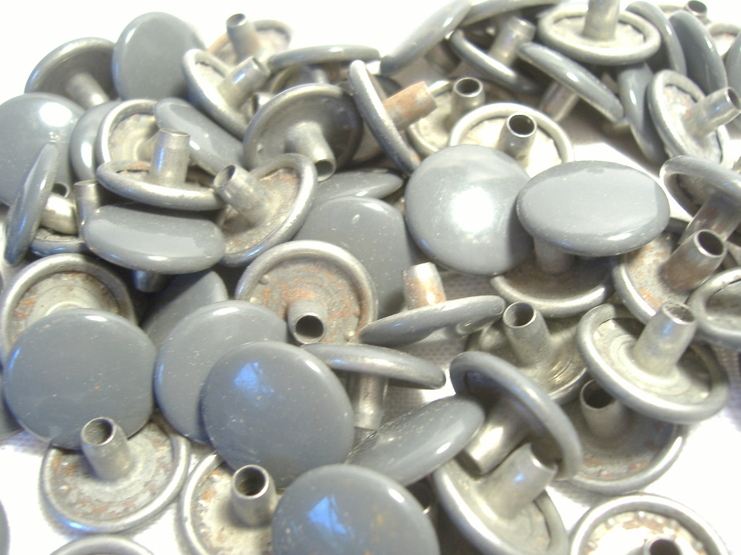 Gray Nickel Snap Fastener Buttons Tonneau Cover Qty 100 Pieces OEM NOS California Sidecar