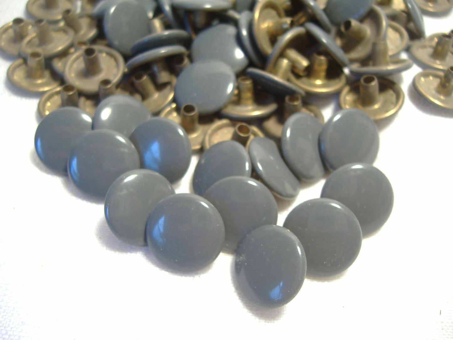 Gray Brass Snap Fastener Buttons Tonneau Cover Qty 100 Pieces OEM NOS California Sidecar