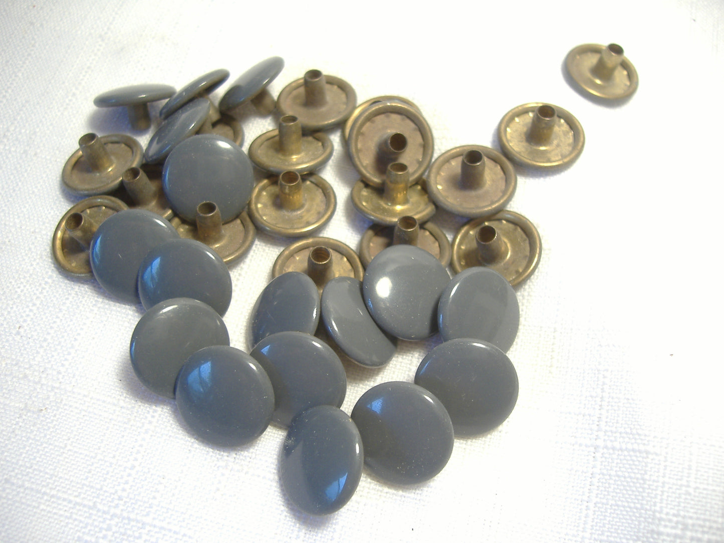 Gray Brass Snap Fastener Buttons Tonneau Cover Qty 100 Pieces OEM NOS California Sidecar