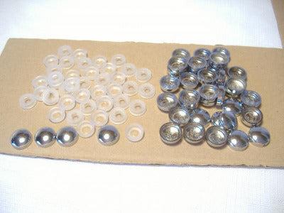 Chrome cap and snap kit cover screws California Sidecar windshields size #6 and # 8 screws