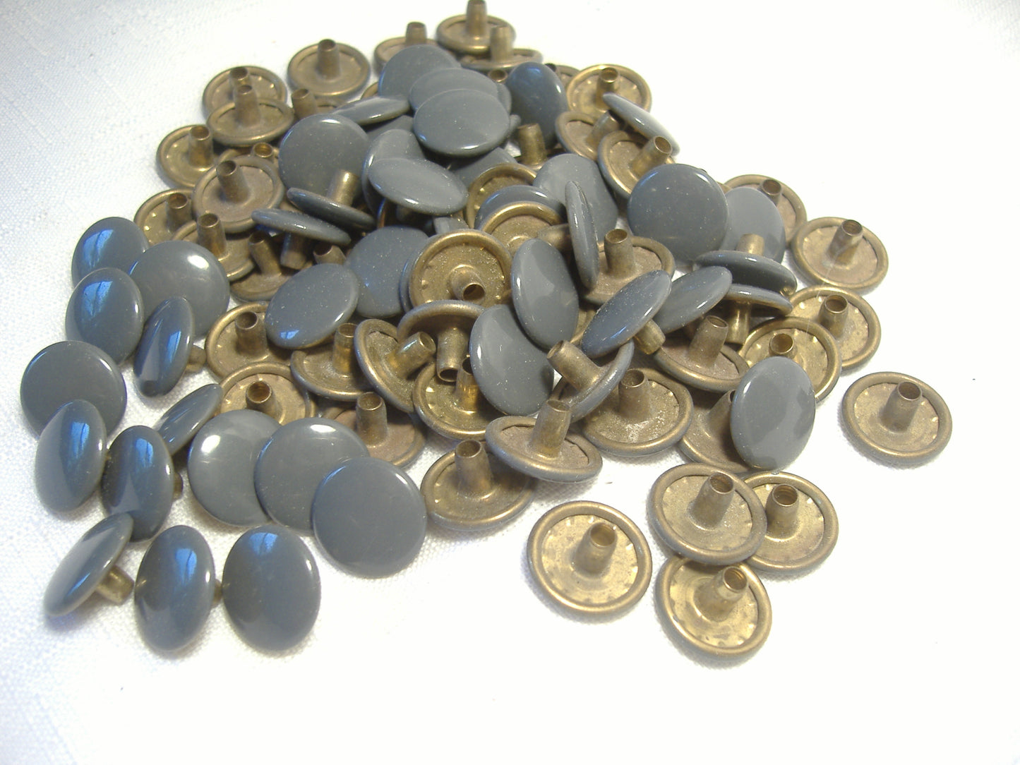 Gray Brass Snap Fastener Buttons Tonneau Cover Qty 100 Pieces OEM NOS California Sidecar