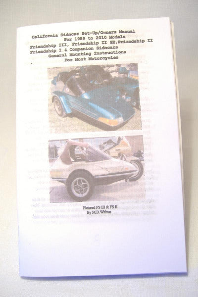 California Sidecar set up manual for 1989-2010 models