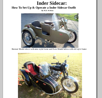 Inder sidecar set up manual