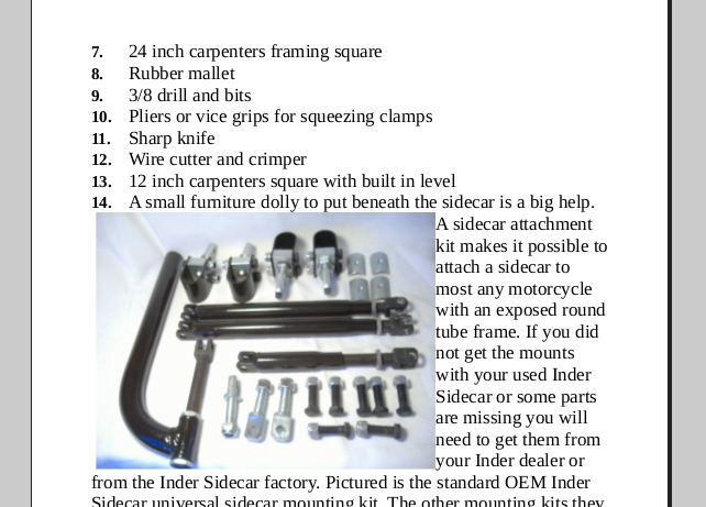 Inder Sidecar Set Up Manual, PDF on CD – florida-sidecar-products