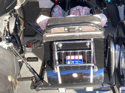 motorcycle sidecar chrome luggage rack on Inder